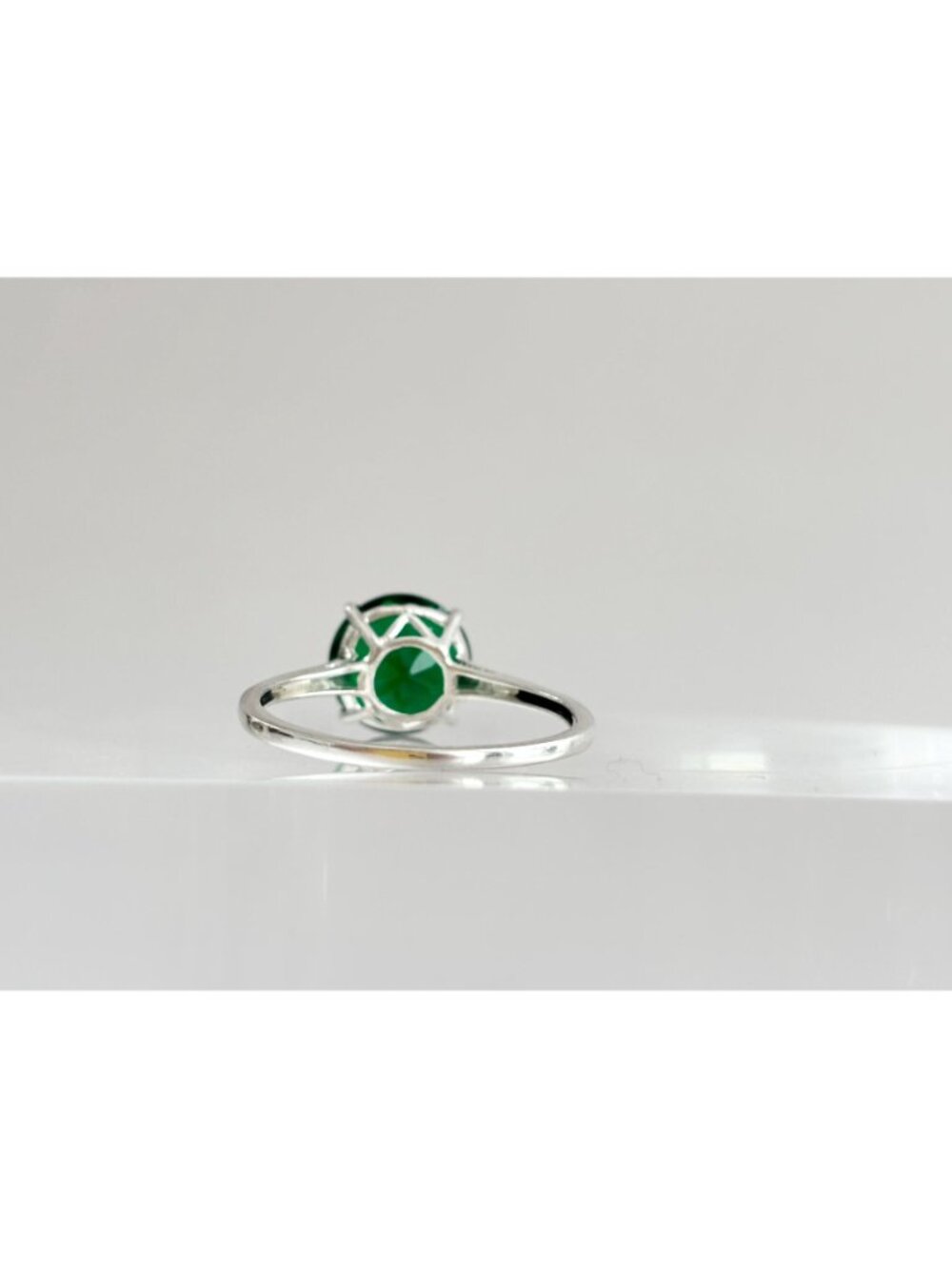 Green Tourmaline Round Cut Solitaire Sterling Silver 925 Vintage Ring - sz 10 - Picture 3 of 15